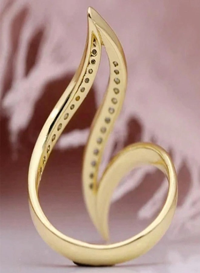 BlingNook Cubic Zirconia Rings For Women, Trendy Gold Plated Infinity Twisted Wave Design Stackable Statement Engagement Ring Wedding Jewelry Promise Gift (Gold, 6) - Image 4